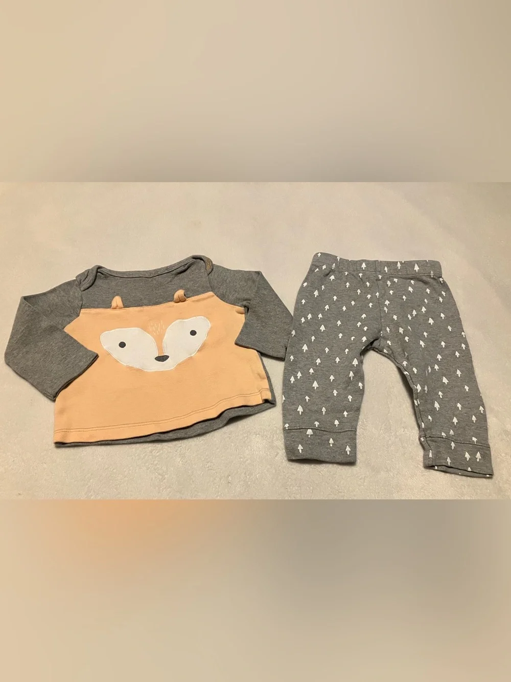 Baby 2 Piece Set with Fox Top and Tree Pants